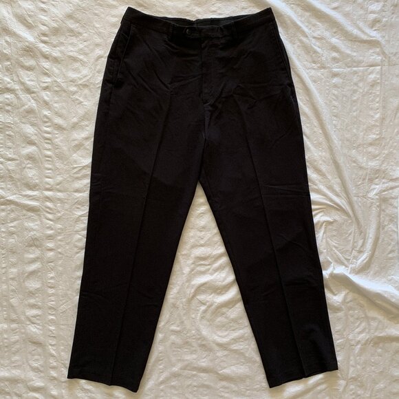 Men's Black Dress Pants - 36 x 32 - 74% Polyester / 21% Rayon / 5% Spandex - Picture 1 of 11